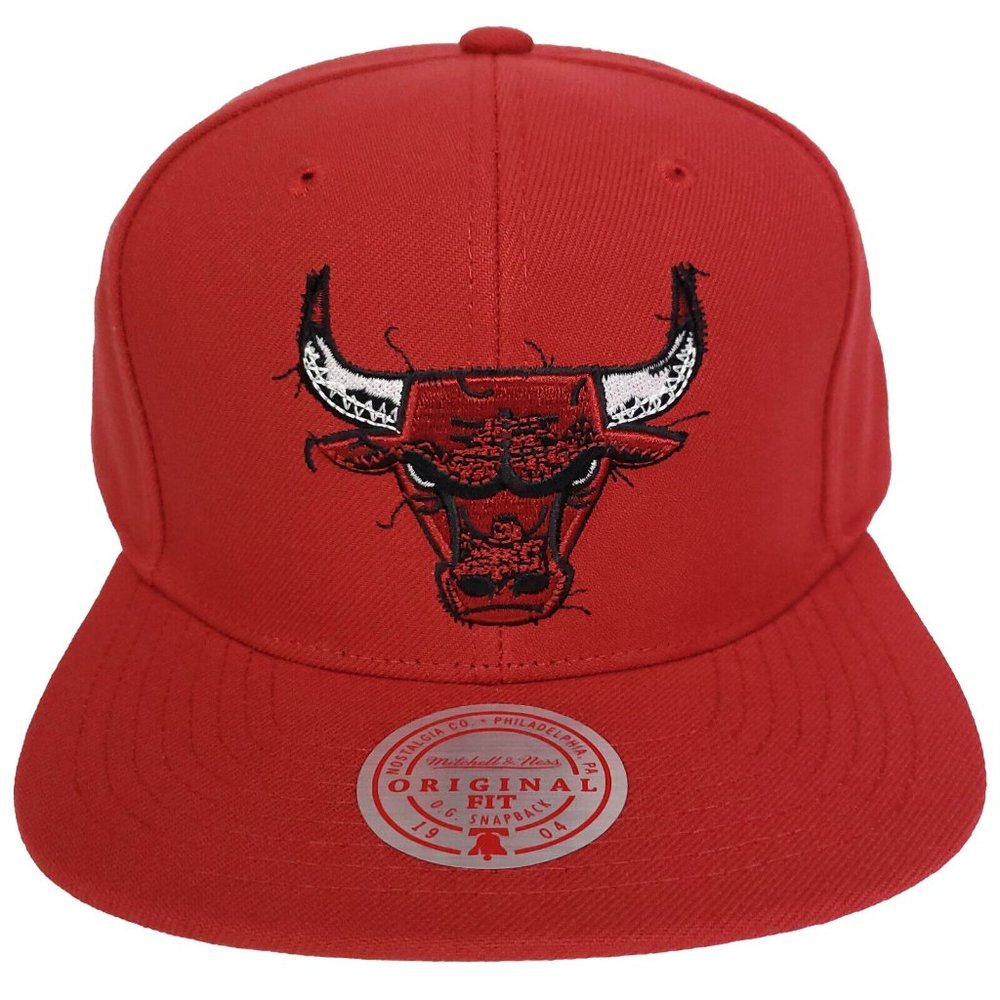 Chicago Bulls Mitchell & Ness NBA Snapback Hat 3D Logo Glitch Out Red Cap NWT